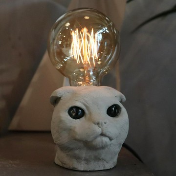 曙MUSE｜倫太郎貓咪水泥桌燈 手作 LED燈 燈泡 禮物 創意 小夜燈 居家擺飾 擴香石