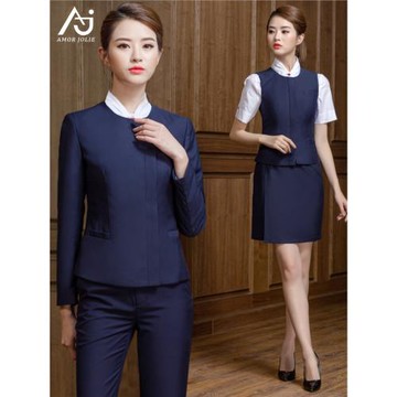 國航空姐制服女職業裝套裝裙酒店物業置業顧問工作服珠寶店工裝秋