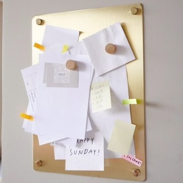 【Hübsch】黃銅色簡約金屬留言板 辦公文具 備忘錄