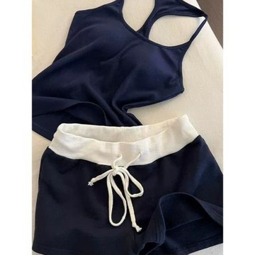 帶胸墊套裝！辣妹吊帶背心睡衣女夏季小個子顯瘦短褲家居服外穿潮
