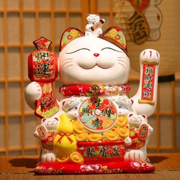招財貓自動招手 吸財人財兩旺客廳電視櫃 搖手擺件裝飾品