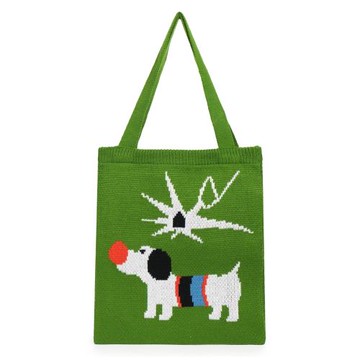 《奇妙小狗》個性奇怪針織包y2k可愛少女百搭編織包單肩包男女袋