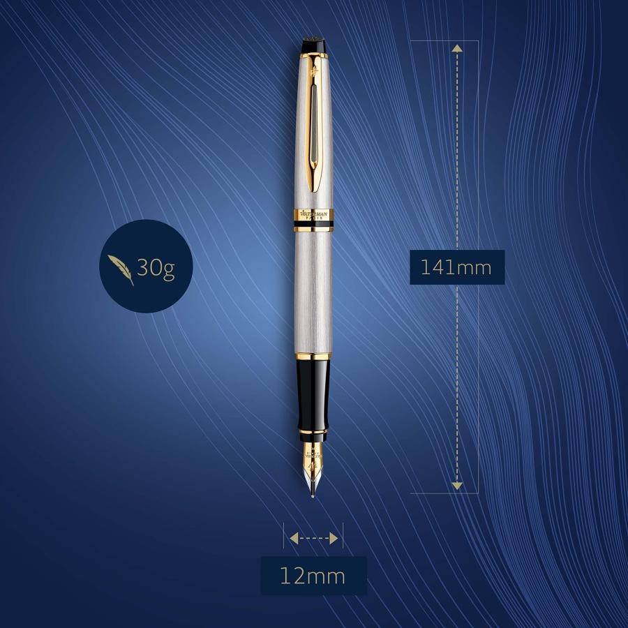 Waterman Expert Gift Box includes Medium Nib Gold Trim Fountain Pen Stainless Steel 万年筆 (並行輸入品)[並行輸入品]