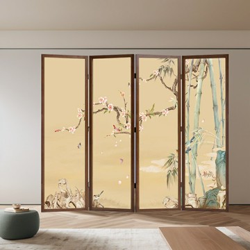 新中式屏風隔斷客廳移動折疊玄關茶室中古風山水裝飾家用折屏/屏風/擋風屏/隔斷屏/遮擋屏/折疊屏/玄關屏風/客廳屏風