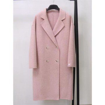 歐洲站羊毛大衣女粉色氣質中長款高級感雙面羊毛呢子外套2024繭型