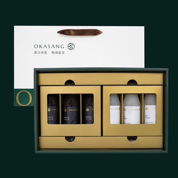【O卡桑】精裝版黑白木耳露禮盒｜195ml精裝木耳露*6罐(精裝柴燒桂圓黑木耳露*3、精裝銀耳燉米粥*3)/盒