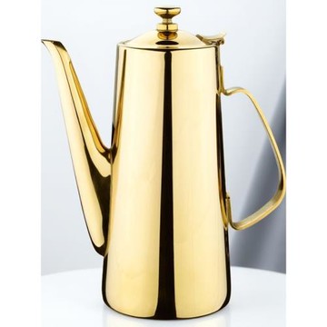 加厚不銹鋼冷水壺涼水壺餐廳飯店茶水壺大容量1.5L2L金色高身家用