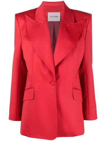 STYLAND - wide peak-lapel single-breasted blazer - women - Recycled Spandex/Recycled Viscose/Recycled Virgin Wool - M - Red