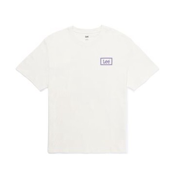 Lee 男女同款 方框LEE印花色塊短袖圓領TEE 米白/黑色 LB602118003 LB602118K11