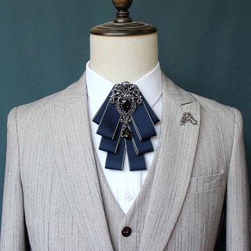 Laifuu拉福，領花星朵黑鑽領花男新郎領結