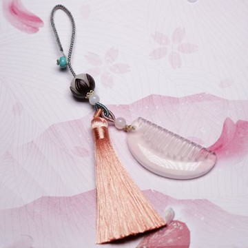 天然玉髓梳子包掛吊墜中國風汽車包包流蘇鑰匙掛飾一梳百順玉石