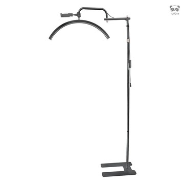 Andoer HD-M23X 36W半月形LED落地補光燈 3200K-5600K 亮度可調 帶金屬燈架 手機夾 器 黑