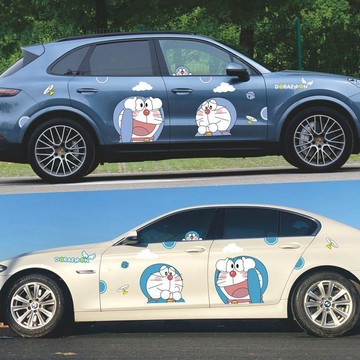 日系車貼💫 【送贈品】哆啦a夢汽車貼紙機器貓劃痕遮擋叮噹貓可愛改裝車身車門貼紙搞笑 汽車装饰贴