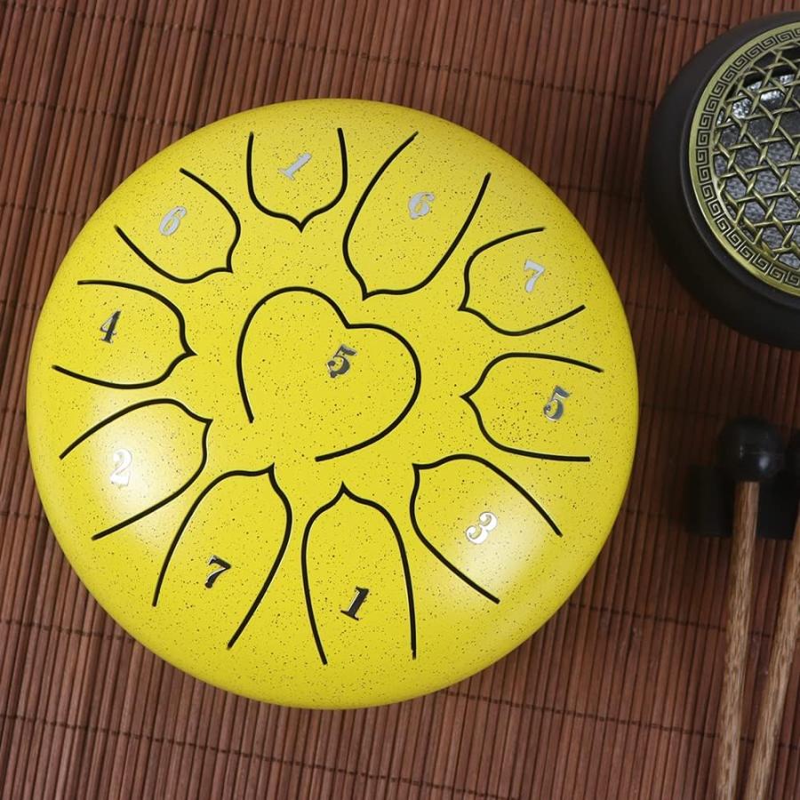 Yasisid Steel Tongue Drum Inche 11 Note Steel Drums Instruments Percussion Instrument,with Soft Bag,Music Book,2 Mallets,for Meditation or並行輸入