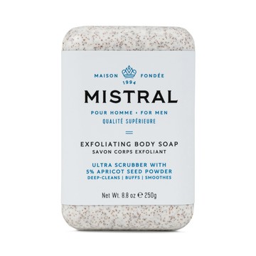 美國 Mistral 布列塔尼 身體去角質磨砂沐浴皂（香氛沐浴香皂香水肥皂香氛皂香水皂 男士男性男生磨砂膏磨砂皂去角質皂