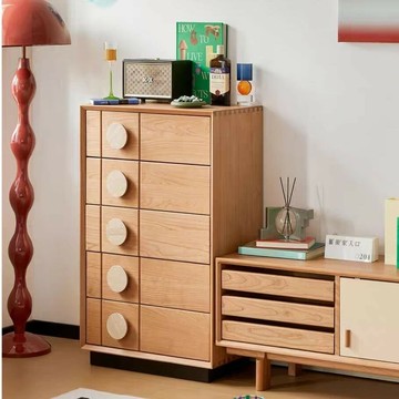 斗櫃 儲物櫃 餐邊櫃 免運 開立發票 北歐實木五斗櫃客廳靠墻儲物櫃收納櫃家用小戶型儲物櫃
