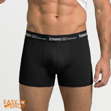 【EASY SHOP】iONNO-冰沙360-奈米涼爽冰絲男士平口內褲-經典黑