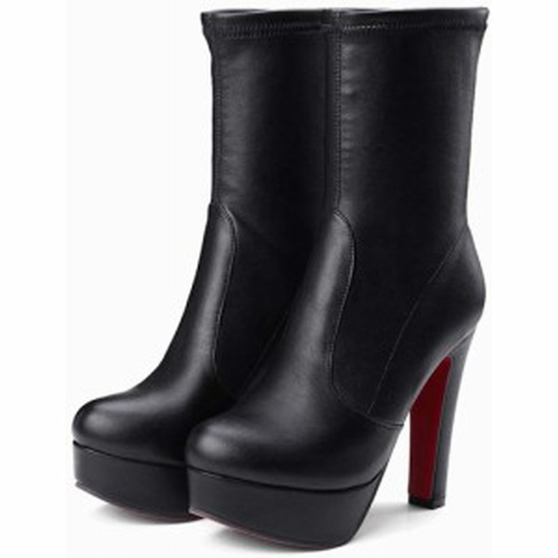 レディースシューズ ラウンドトゥ プラットフォーム ピンヒール ショートブーツ 13 5cm ヒール 色名 ブラック 通販 Lineポイント最大1 0 Get Lineショッピング