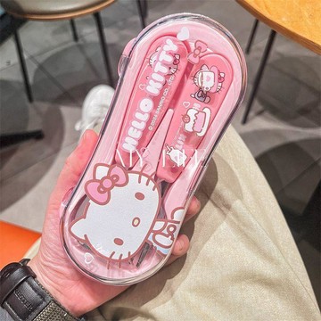 💠超夯下殺💠三麗鷗凱蒂貓兒童餐具套裝新款女生高顏值盤子勺叉收納盒生日禮物