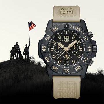 LUMINOX 雷明時 X  NAVY SEAL FOUNDATION 海豹部隊基金會聯名紀念三眼手錶 套錶-沙色