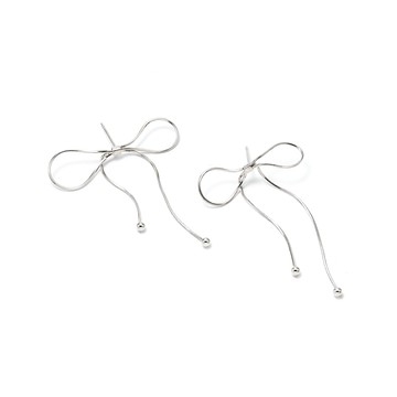 [純銀] 跳舞的蝴蝶結耳環 / 2色 / Dancing Bow Earring