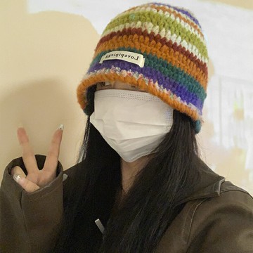 毛帽 毛線帽 針織帽 包頭帽 毛線帽子女冬大頭圍顯臉小可愛彩色針織帽網紅ins保暖護耳冷帽潮