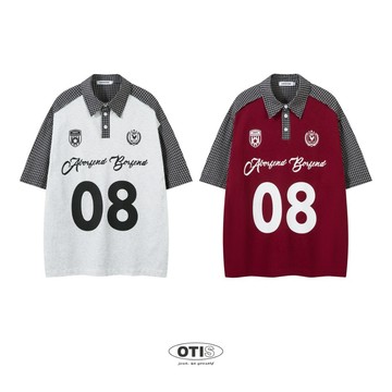 【OTIS】 「現貨速出」插肩撞色 賽車感 棉短袖 短袖 寬鬆 落肩 復古 美式 街頭
