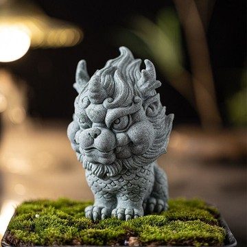智緣閣新品 國潮砂石招財瑞獸麒麟寵擺件中式創意家居客廳玩擺飾桌面魚缸造景裝飾