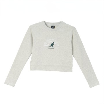 KANGOL 長袖 灰 假兩件 印花T 薄長 女 6452100411