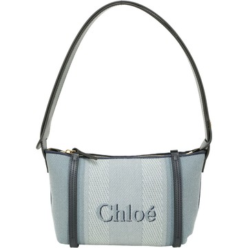 CHLOE 蔻依 Carry 灰藍帆布手提/肩背包(深藍皮革)