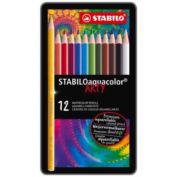 STABILO 德國 思筆樂 Aquacolor 水彩樂水溶性色鉛筆 鐵盒 12色組/盒 ST1612-5