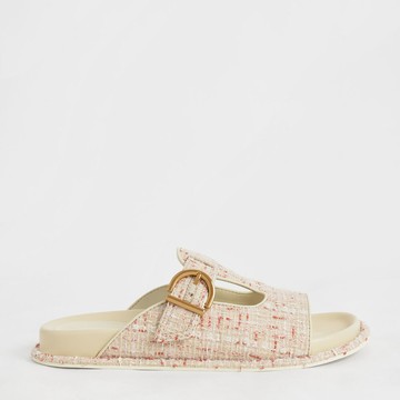 金屬釦毛呢厚拖鞋