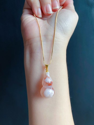 櫻花瑪瑙 葫蘆 項鍊 天然石 禮物 獨一無二 福氣與平安 禮物 吉祥