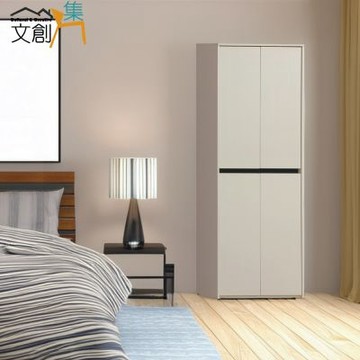 文創集 羅特卡2.5尺四門內雙吊衣櫃-76x56x203cm免組