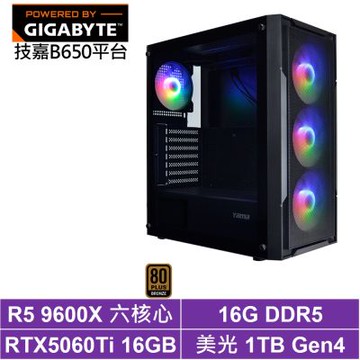 技嘉B650平台[狂戰士K4BC]R5 9600X/RTX 5060 Ti 16G/16G/1TB_SSD