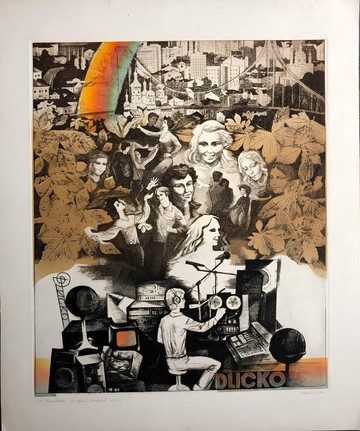 Volodymyr Chervatyuk 的大幅迪斯科彩色蝕刻復古牆藝術