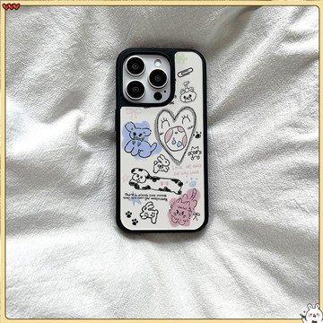 ins風涂鴉動物iPhone16Pro手機殼蘋果15Pro耐臟14潮款13小眾12硬