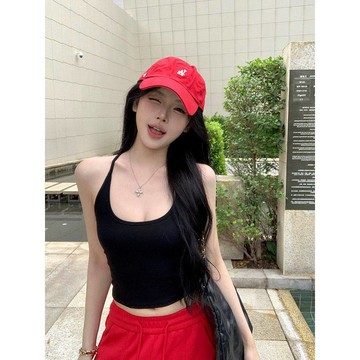 【FOH】短袖上衣 美式上衣 吊帶背心 掛脖背心 內搭上衣 多巴胺穿搭 辣妹上衣 運動上衣 修身上衣 甜美穿搭