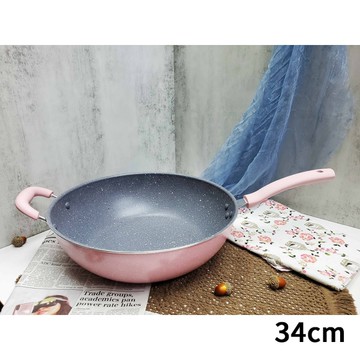 三箭牌 大理石不沾34CM深型炒鍋(加底) MIY-134