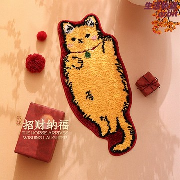 【招財防滑】地墊 浴室墊 吸水墊 防滑墊 門墊 腳墊 可愛招財貓圖案 加厚吸水 背面防滑 新年裝飾 衛生間門口 節日氛圍感