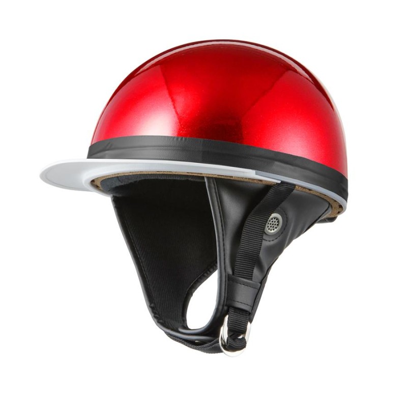 バイクヘルメット コルク半キャップ ソリッド 赤 レッドラメ 