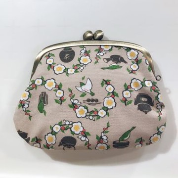 【和夢兔】京都宇治親子型口金包-茶花(米)