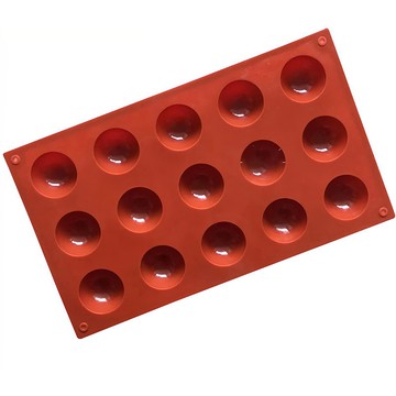 二十四連半圓形矽膠模 (30*17mm) 耐溫 -40~+230°C  紅色  1個