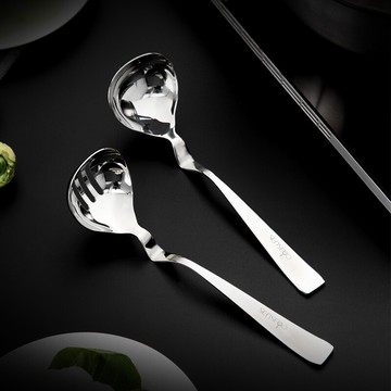 不銹鋼大湯勺加厚304火鍋勺家用漏勺盛粥勺子長柄彎曲可掛勺套裝