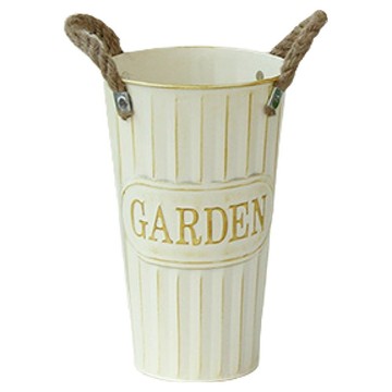 小麥購物 高款復古鐵皮花盆 L533  1個  小(15 x 25cm)  復古白