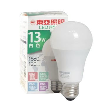 TOA 東亞照明 LED球型燈泡 13W 1560lm 120lm/W CNS認證  白光  1個
