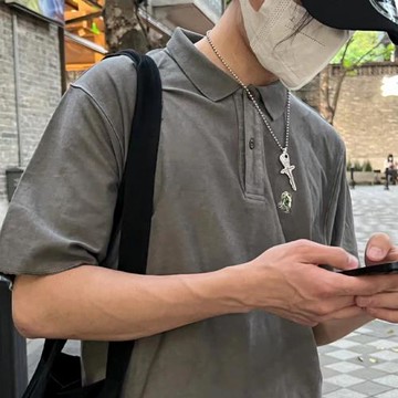 af CAVEMPT C.E 蠟染貼布polo衫 刺繡水洗高級面料重磅短袖T恤