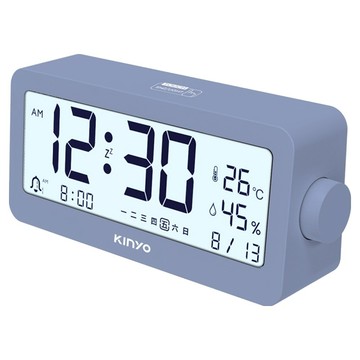 Kinyo 文青極簡旋鈕式電子鐘  藍色