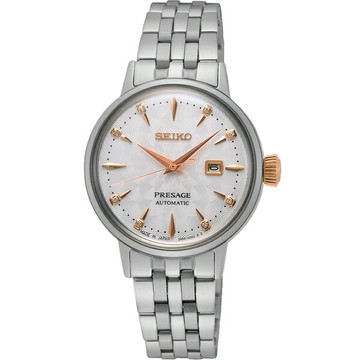 SEIKO 精工錶 Presage Cocktail Time系列 雞尾酒優雅女士機械錶 2R05-00A0S(SRE009J1)-30mm-白面鋼帶【刷卡回饋 分期0利率】【APP下單點數13倍送】
