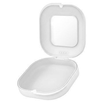 馬卡龍色磁吸牙套收納盒 (含鏡) - 矯正牙套/活動假牙適用 象牙白  1入